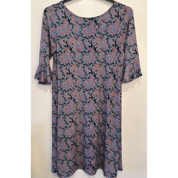 Leota Paisley Fit & Flare Dress Small Made in USA Stretch - Picture 2 of 7